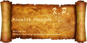 Kovalik Paszkál névjegykártya